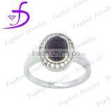 Precious Mirco Pave Crtstal Mainstone cz and Purple Crystal Silver Purple Crystal Ring thumbnail-1