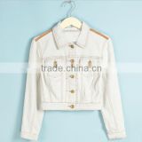 China factory slim fit long sleeve white color wash womens denim shirt hot sale