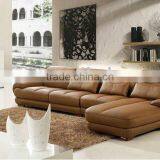 Brown Color Beautiful an Luxury Genuine Leather Sofa With Longue Chaise B400031 thumbnail-1