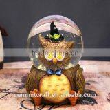 3d Resin Witch Owl Figurine Water Globes Halloween Snow Globe