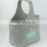 Portable Grey Felt Shopping Storage Basket thumbnail-1