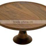Wood Top Metal Base Round Cake Stand thumbnail-1