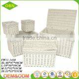 2017 Set 5 Fashion White Wicker Laundry Basket With Lid thumbnail-2