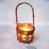 Rattan Candle Holder With Handle thumbnail-1