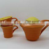3pcs Colorful Ceramic Teapot Set for Sale thumbnail-1
