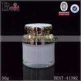 50 ml White Round Plastic Jar With Gold Lid thumbnail-1