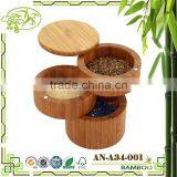 Aonong Bamboo Spice Box/multifunctional 3 Tiers Salt Box With Lip