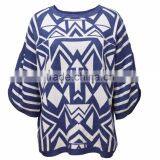 Women's o Neck Geometric Pattern Knitwear With Bell Sleeves thumbnail-1