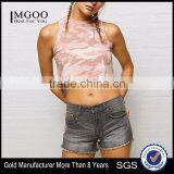 MGOO Hot Product High Neck Curved Hem Pink Camo Tank Top Fitness Women Sleeveless Crop Tops thumbnail-1