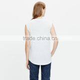 Slub White Crewneck Muscle Wholesale Tank Top for Women thumbnail-3