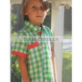 Boys Apple Green Plaid Shirt Cotton Fashion T Shirt thumbnail-1