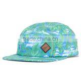 Leather Strap Flat Brim Custom 5 Panel Hat and Cap thumbnail-3