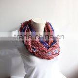 Boho Scarf, Tribal Infinity Scarf, Ethnic Scarf,Blue and Red Infinity Scarf, Women Accessories, Gift for Her thumbnail-6