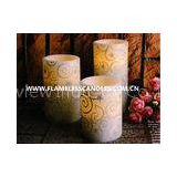 Glitter Pattern Flameless LED Pillar Candles for Birthday  Party Decoration , 2 X AA Battery