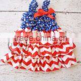 2016 Summer Baby Girl Dress for July 4th Girls Wholesale Boutique Clothing Chevron Beach Dress Girl Dress