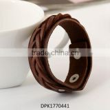 Genuine Leather Bracelet Wristband Men's Wide Cuff