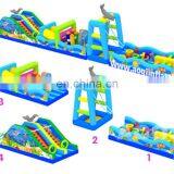 Soccer Sport Long Track Advertising Inflaable Obstacle Course With Slide