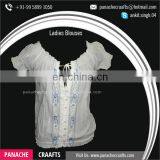 Widely Selling Cotton Material Ruffle Blouse Tops Women thumbnail-4