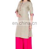 Premium Quality Viscose Fabric Knee Length Embroidered Lady Kurtis thumbnail-3