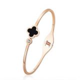 Clover Open Customized Engraved Cuff Bracelet Stainless Steel Bangle