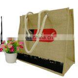 Natural Jute Burlap Tote Bag With Cotton Webbed Handles thumbnail-1