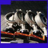 D71XP-150LBP ANSI150#standard SS304 Wafer Butterfly Valve DN100 With Aluminum Alloy Lever thumbnail-1