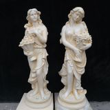 Classic Colored Garden Statue Marble Four Season Lady Sculpture with Grapes