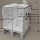 50cubic FRP/GRP/smc Circulating Water Tank for Cooling Tower Tank thumbnail-3