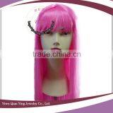 Cheap Orange Color Straight Synthetic Hair Party Wigs With Neat Bang thumbnail-4