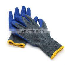Custom Industrial Safety Construction Anti Slip Grip Heavy Duty Cotton Blend Blue Rubber Latex Coated Gardening Working Gloves thumbnail-5