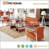 Modern Metal Armrest Design Italy Leather Office Sofa thumbnail-1