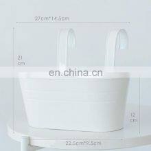 Steel Planters Holder Hanger Garden Hanging Baskets Metal Planter Pots Decor Detachable Hook Flower Pot Double Hook Oval Bucket thumbnail-4