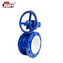 PTEE Fluorine Lined Butterfly Valve Worm Wheel Manual WCB Cast Steel Butterfly Valve thumbnail-5