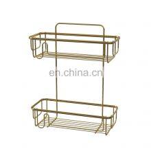 2 Tier Stainless Steel Wire Rack Wall Mounted Adhesive Magic Sticker Bathroom Storage Shelf Rack thumbnail-4