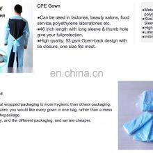 45g Chlorinated Plastic/CPE/PP+PE/SMS Nonwoven Disposable Protective Isolation Apron With Thumb Loop thumbnail-4