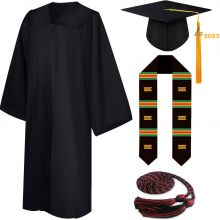 gold graduation gown black adult university ceremony classic graduation hat and gown School uniform Wholesale graduation gowns