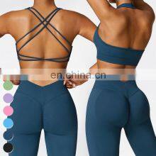 Fashion High Quality Quick Dry 2 Piece Sets Custom Workout Clothing Gym Fitness Sets Women Sport Bra Leggings Seamless Yoga Set thumbnail-4