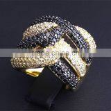 Wholesale Jewelry Smart Chunky Style Look Cubic Zirconia Black White CZ Party Ring thumbnail-3