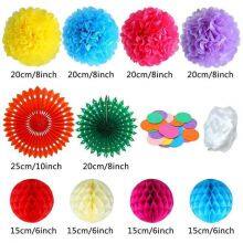 Multi-Color Tissue Hanging Paper Fans Backdrop Mixed Sizes for Festival Wedding Party With Paper Fan thumbnail-4