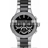 Black Silver Ceramic Quartz Ladies Bracelet Watch 8180