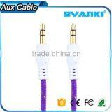 New Premium 2016 Fabric Braided Flat AUX Cable For IPod Iphone MP3 Audio Cable 3.5mm for Samsung Galaxy j3 Free Samples thumbnail-5