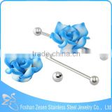 stainless steel wholesale piercing cheap flower unique industrial barbell jewelry
