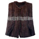 QD80559 Natural Black Brown Knitted Mink Fur Long Shawl and Cape White Color Customized thumbnail-4