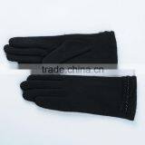 Black Color Beautifully Hand Crafted Lady Wool Gloves With Lace Decoration thumbnail-1