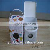 New Design Washing Machine Shape Tin Box With PE Handle