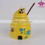 Cute Bee Ceramic Honey Jars With Lid With Spoon