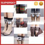 F253 Wholesale Jacquard Knit Short Leg Warmer/crochet Snow Flake Boot Cuff