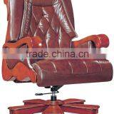 Antique Luxury Genuine Leather King Boss Chair With Wood Base(FOH-A1239) thumbnail-1