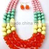 2015 New Fashion Round Square Combination Beads Necklace Women Jewelry Wholesale