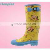 Popular Color Yellow Flower Rubber Rain Boots